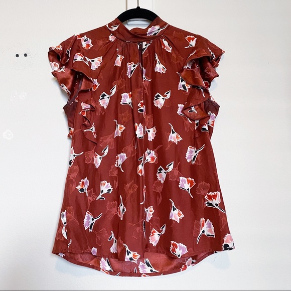 Rebecca Taylor Ikat Paintbrush Ruffle top - Picture 2 of 6